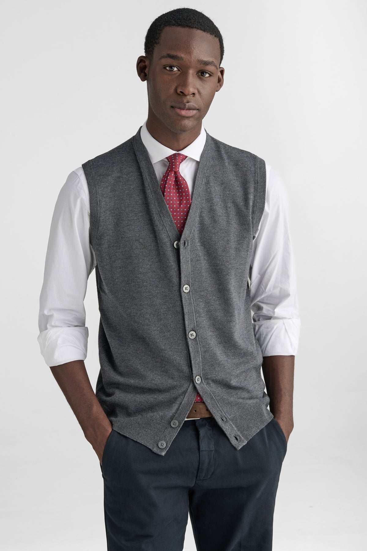 Gilet in maglia con bottoni-0