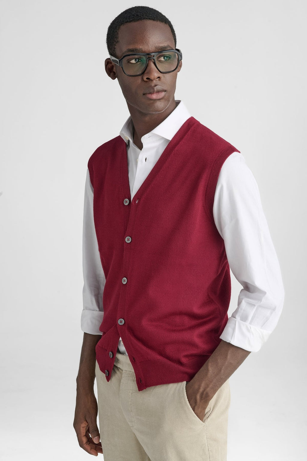 Gilet in maglia con bottoni-0