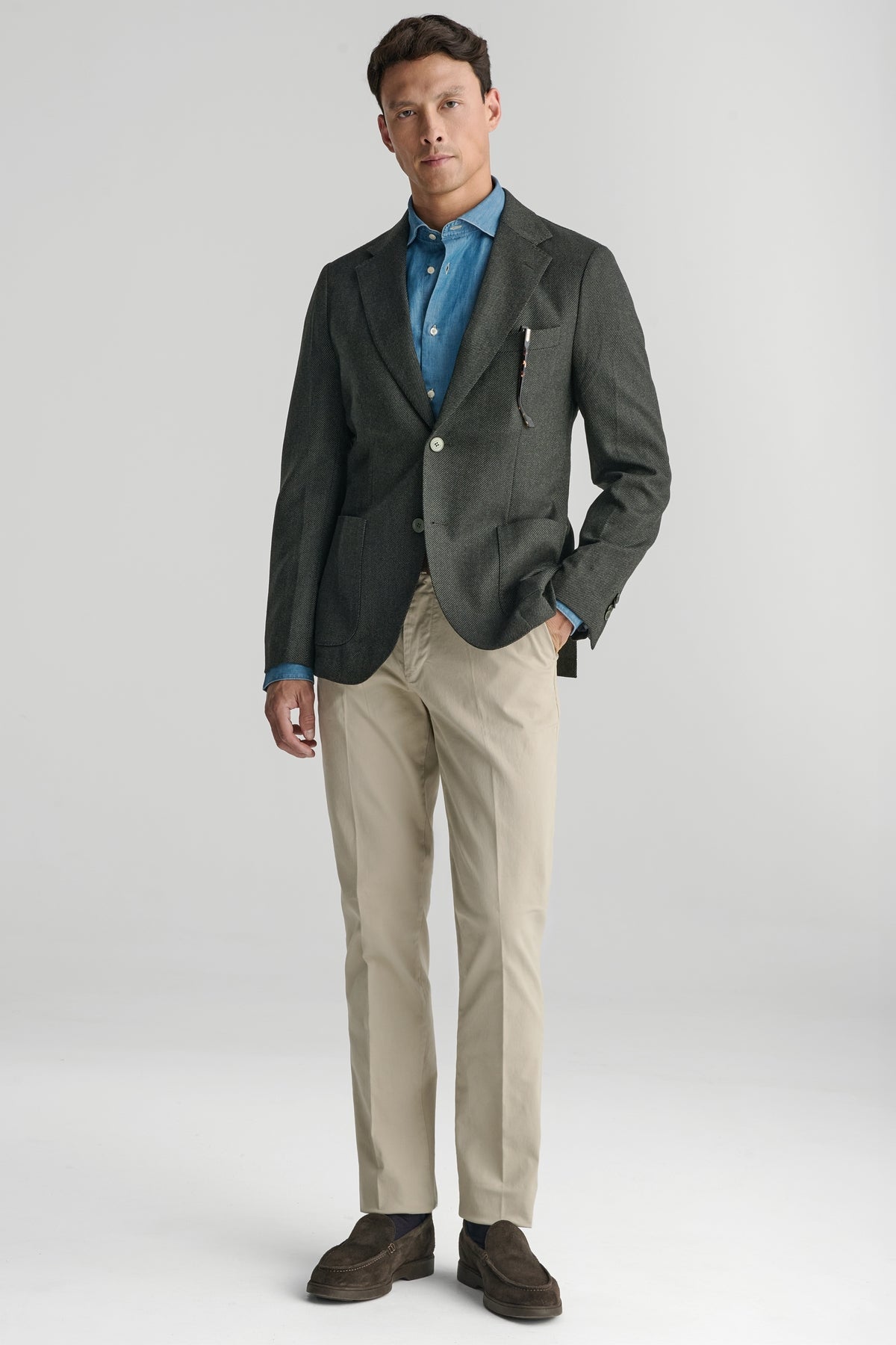 Giacca diagonale uomo in 100% lana-1