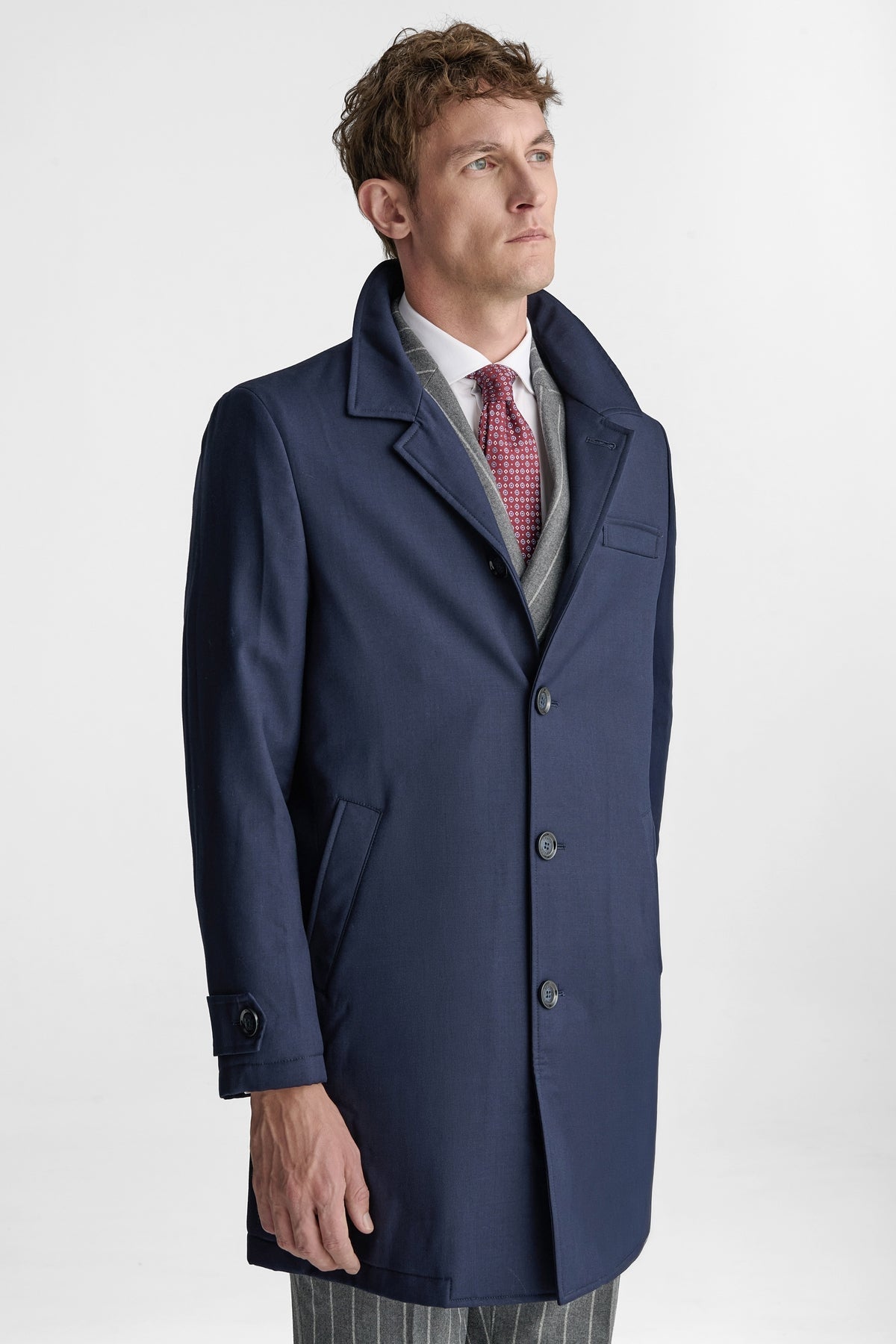 Cappotto uomo blu imbottito in misto lana-2