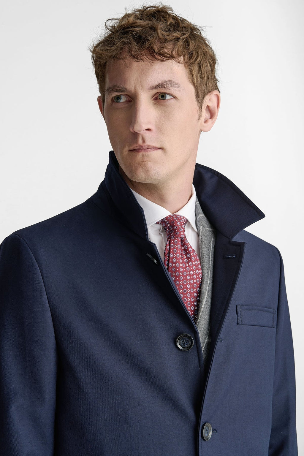 Cappotto uomo blu imbottito in misto lana-3