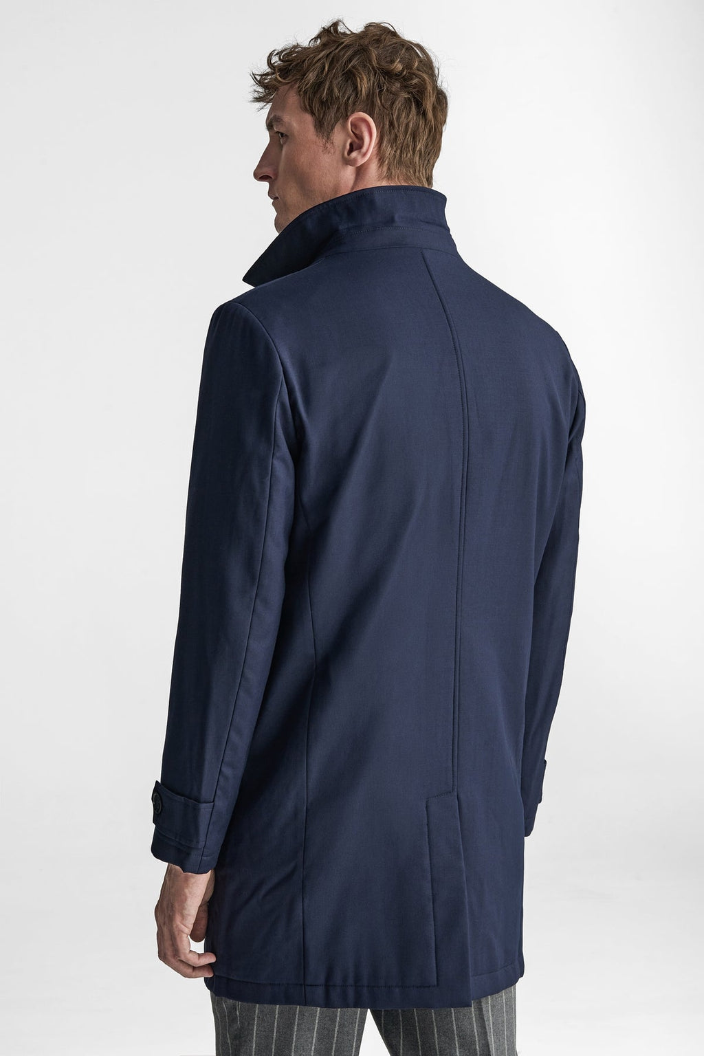 Cappotto uomo blu imbottito in misto lana-4