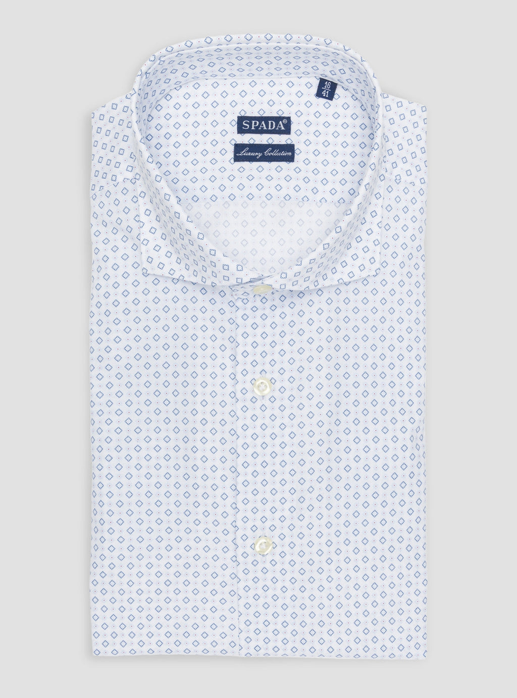 Camicia a fantasia collo francese in puro cotone-0