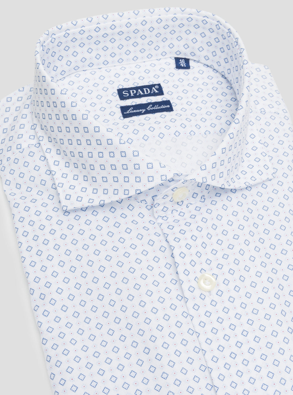 Camicia a fantasia collo francese in puro cotone-2
