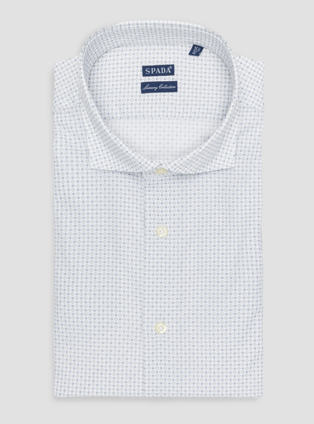 Camicia a fantasia collo francese in puro cotone-0