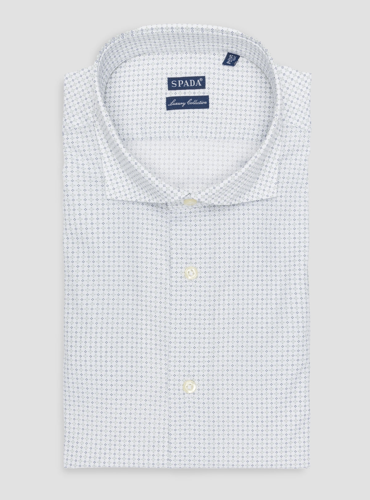 Camicia a fantasia collo francese in puro cotone-0