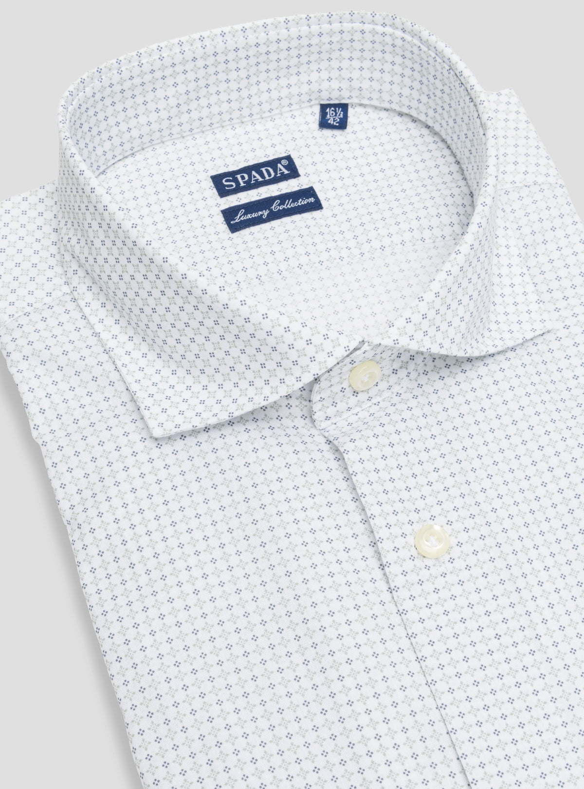 Camicia a fantasia collo francese in puro cotone-2