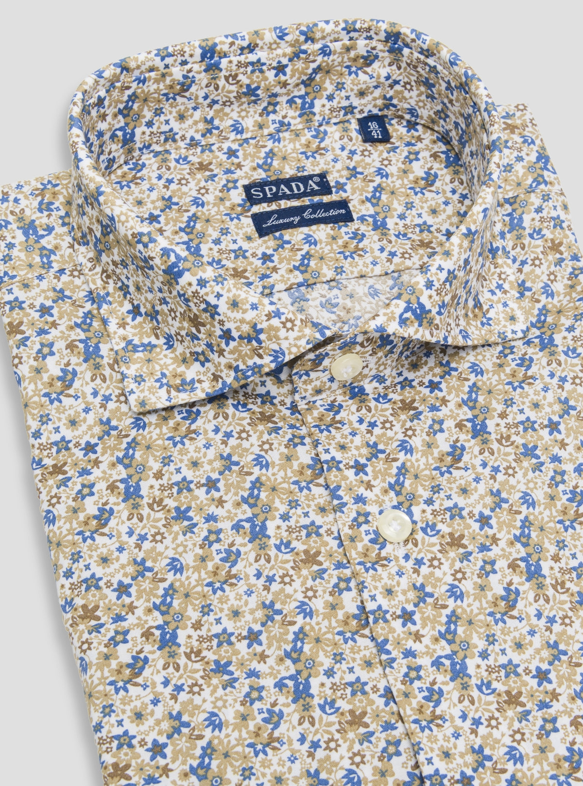 Camicia a fantasia collo francese in puro cotone-2
