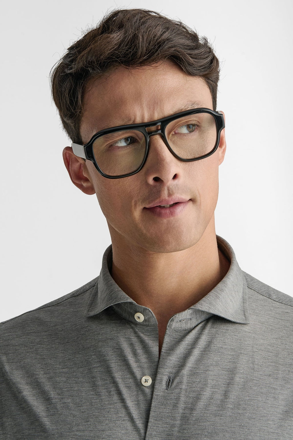 Polo stile camicia uomo a manica lunga-0