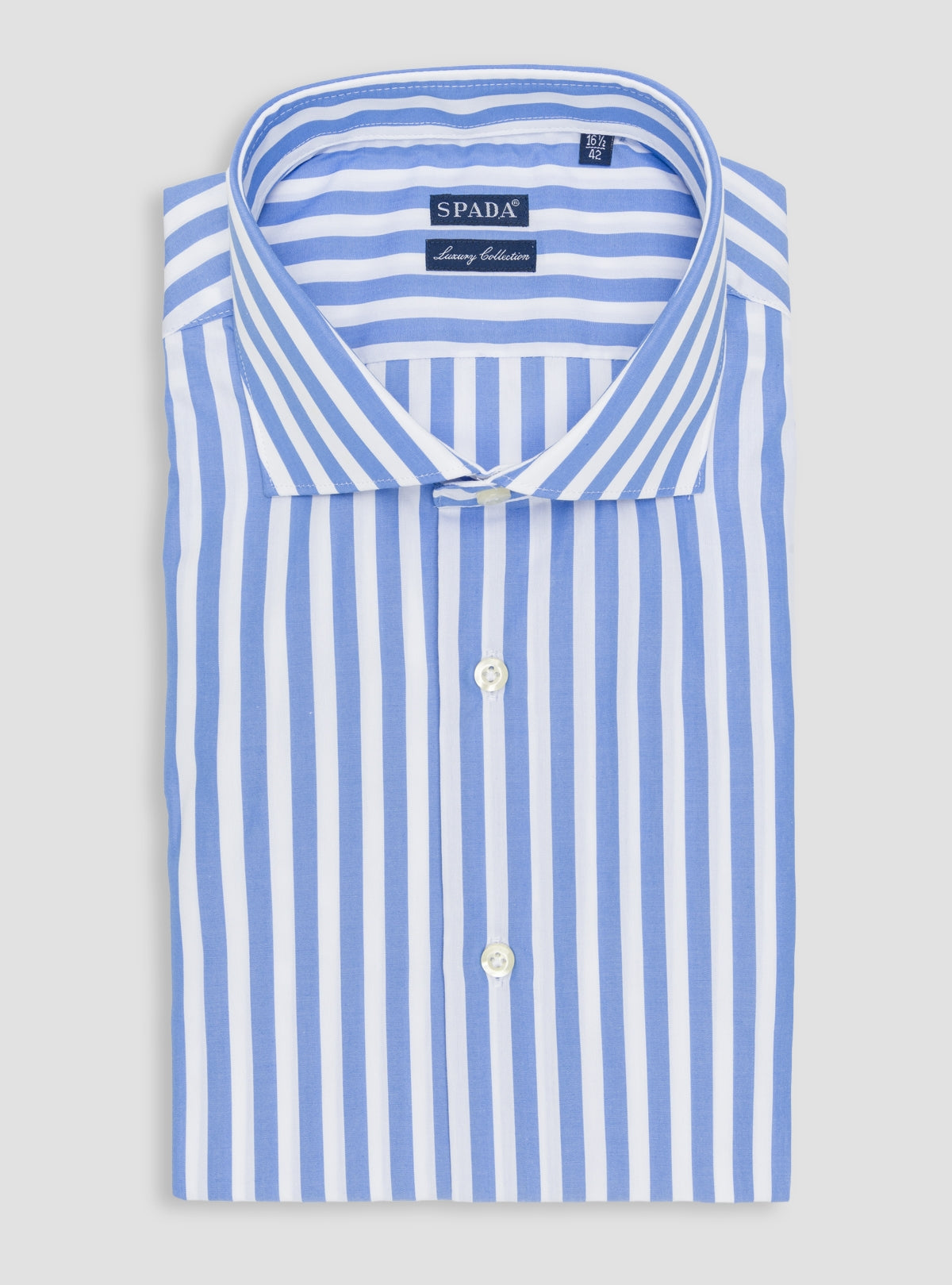 Camicia collo francese in puro cotone a righe-0