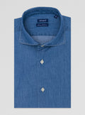 Camicia uomo effetto jeans in 100% cotone-0