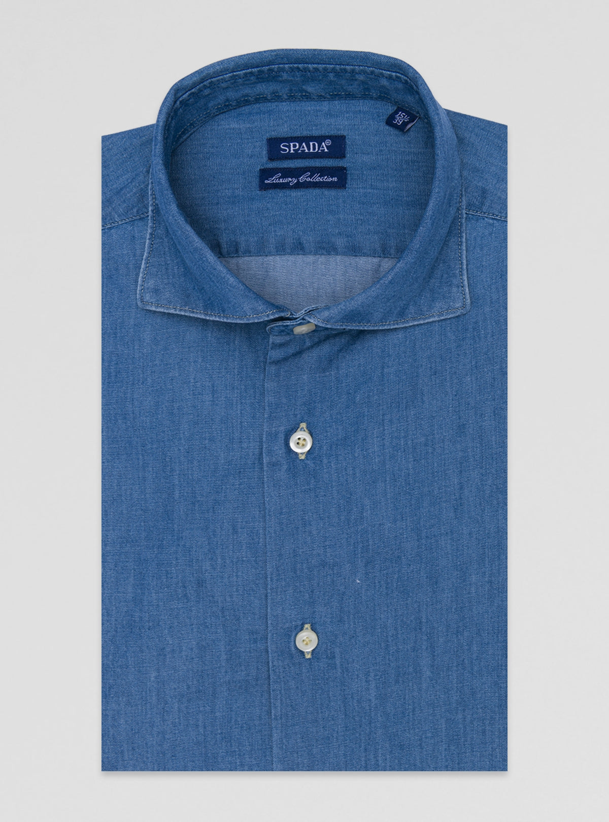 Camicia uomo effetto jeans in 100% cotone-0