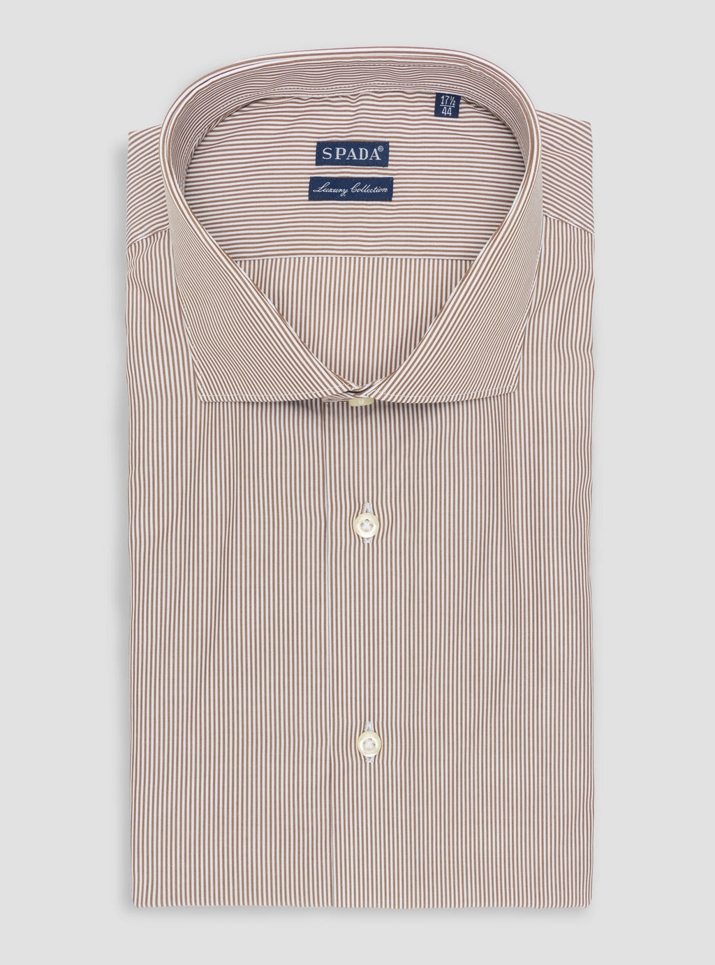 Camicia collo francese in puro cotone a riga stretta-0