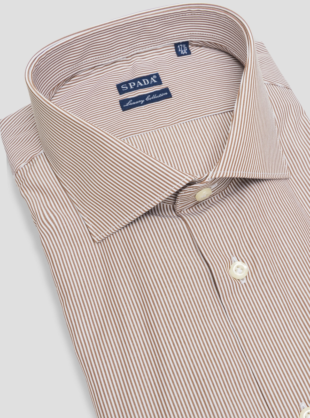 Camicia collo francese in puro cotone a riga stretta-2