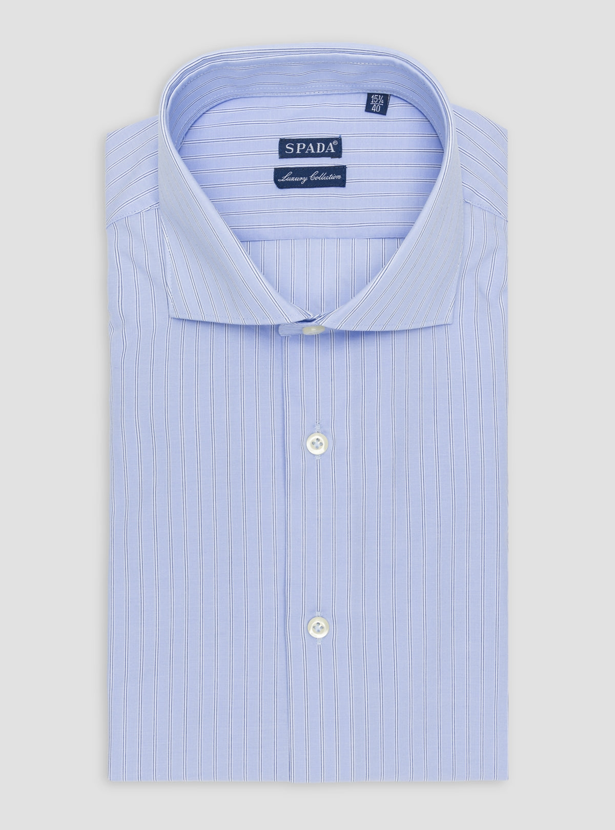 Camicia collo francese in puro cotone a doppia riga-0