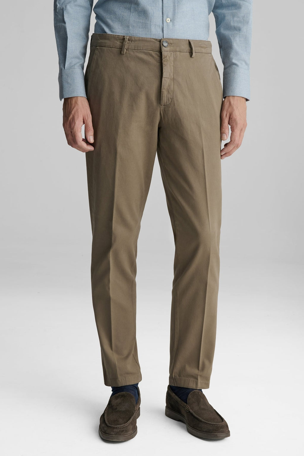 Pantaloni Chino in cotone a trama elasticizzato-0