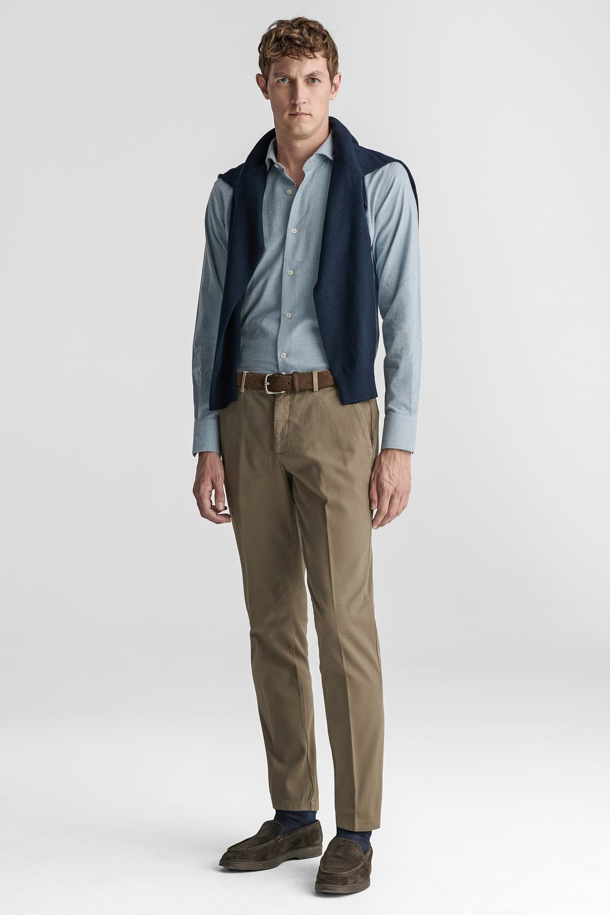 Pantaloni Chino in cotone a trama elasticizzato-1