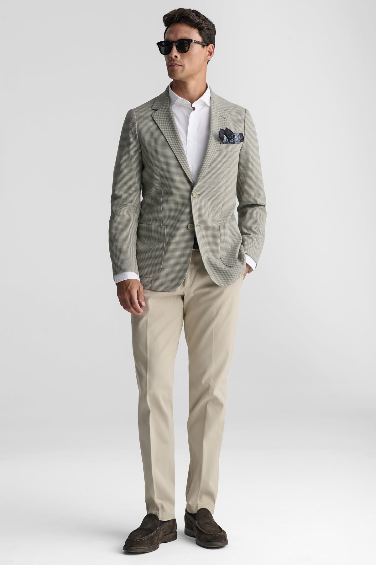 Pantaloni Chino in cotone a trama elasticizzato-1
