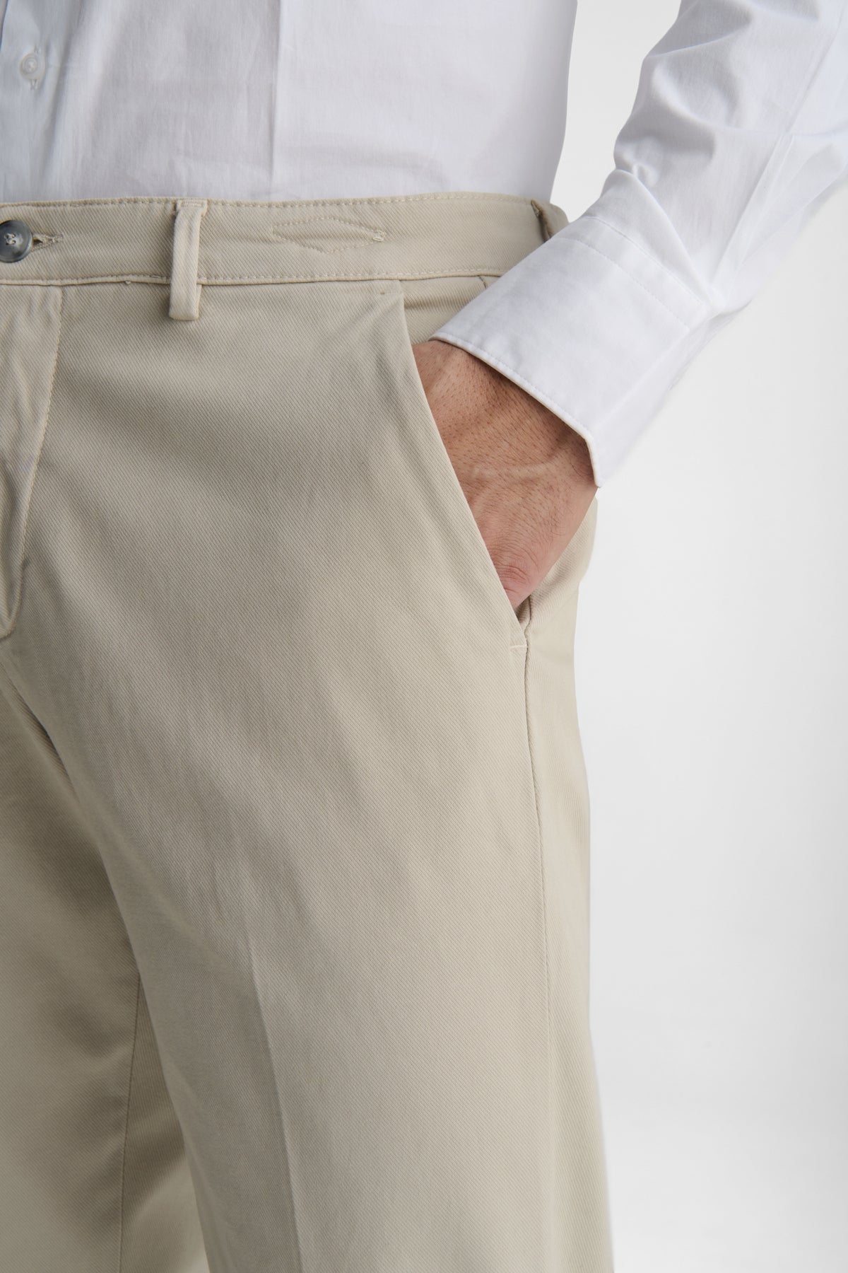 Pantaloni Chino in cotone a trama elasticizzato-2