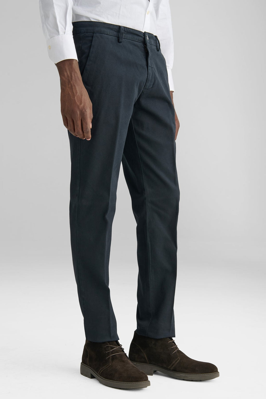 Pantaloni Chino in cotone a trama elasticizzato-0
