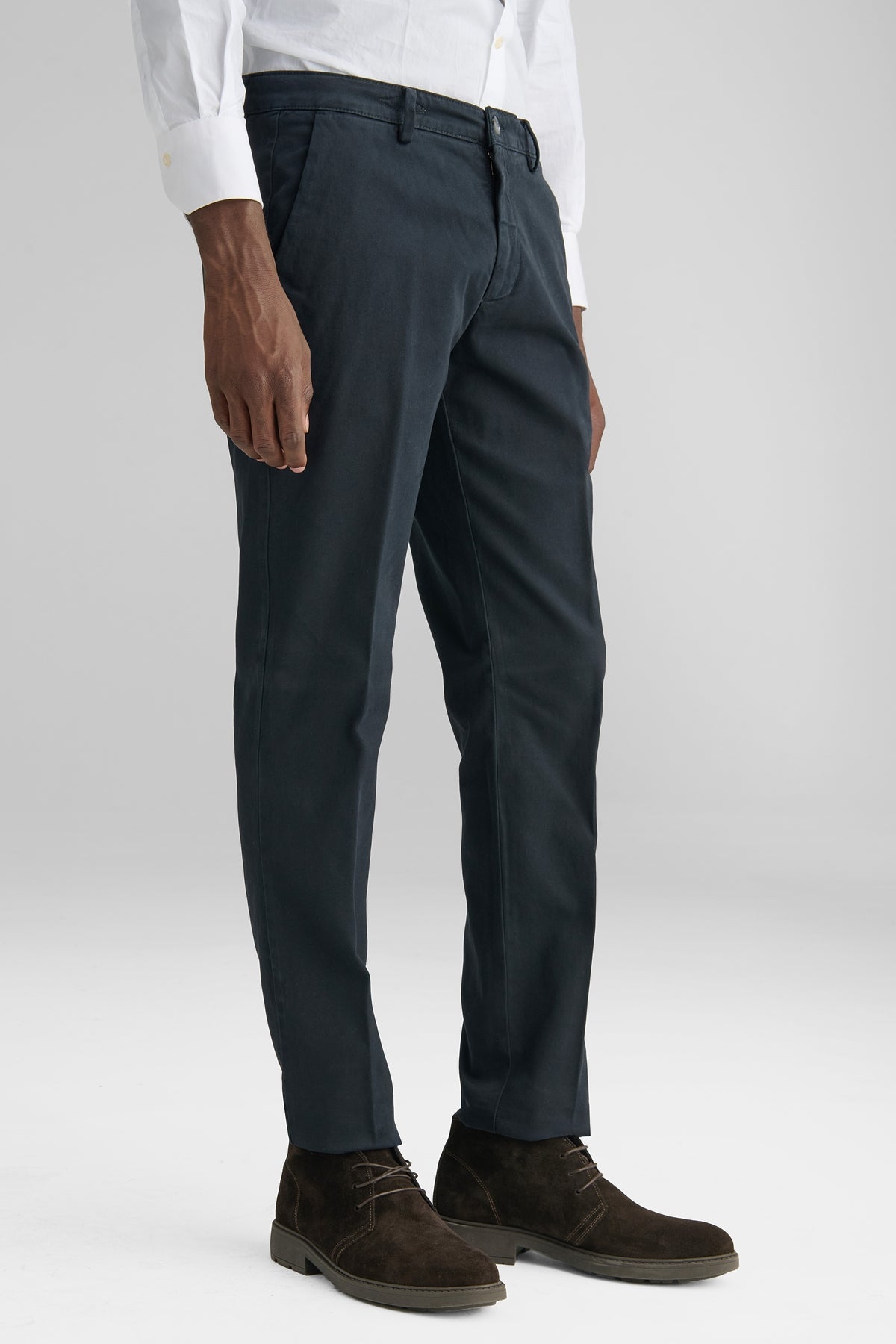 Pantaloni Chino in cotone a trama elasticizzato-0