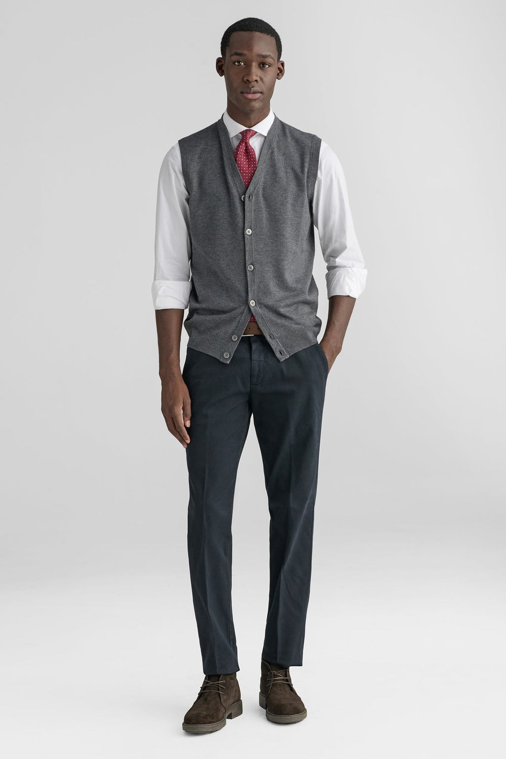 Pantaloni Chino in cotone a trama elasticizzato-1