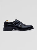 Scarpe doppia fibbia in pelle e cuoio-0
