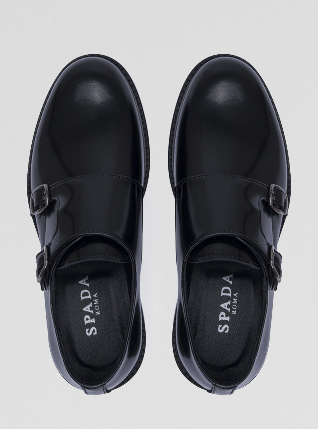 Scarpe doppia fibbia in pelle e cuoio-1