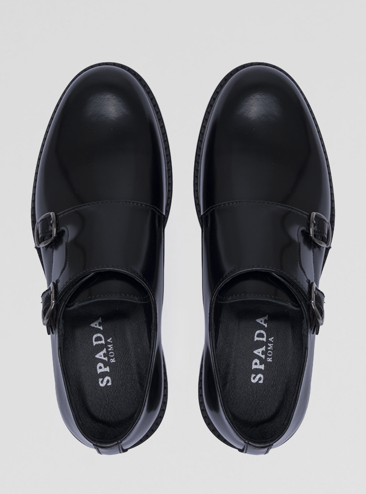 Scarpe doppia fibbia in pelle e cuoio-1