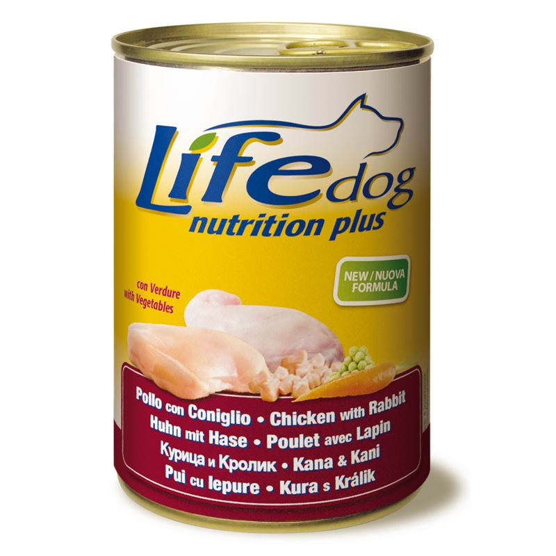 LIFE DOG NUTRITION PLUS POLLO CON CONIGLIO 400 GR.