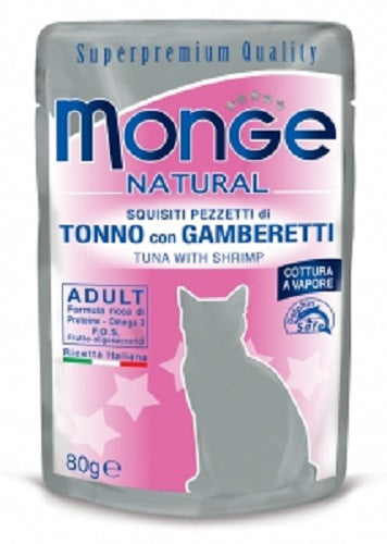 MONGE CAT NATURAL ADULT BUSTE TONNO CON GAMBERI 80 GR.