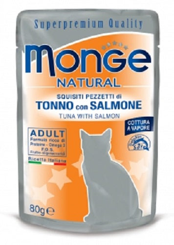 MONGE CAT NATURAL ADULT BUSTE TONNO CON SALMONE 80 GR.