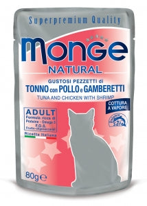 MONGE CAT NATURAL ADULT BUSTE TONNO CON POLLO & GAMBERETTI 80 GR.