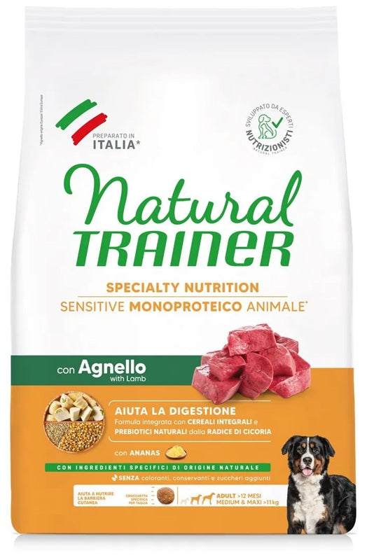 NATURAL TRAINER SENSITIVE ADULT MEDIUM/MAXI AGNELLO 12 KG.