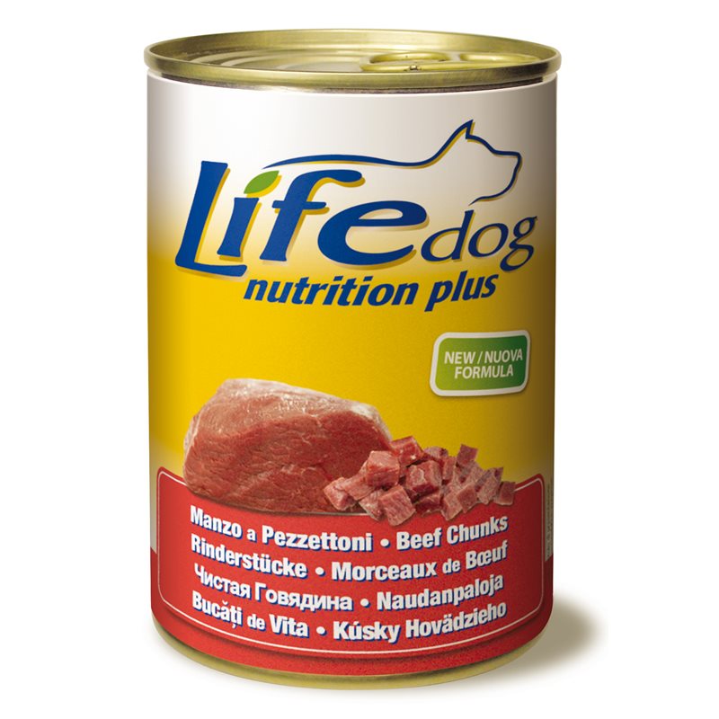 LIFE DOG NUTRITION PLUS MANZO A PEZZETTONI 400 GR.