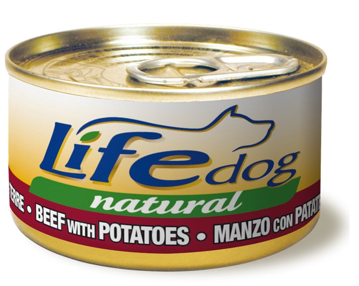 LIFE DOG NATURAL MANZO CON PATATE 90 GR.