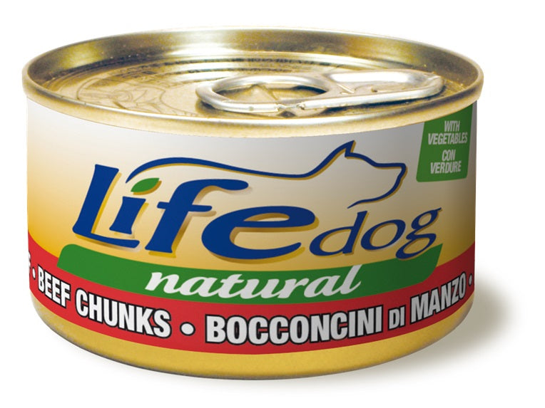 LIFE DOG NATURAL BOCCONCINI DI MANZO CON VERDURE 90 GR.