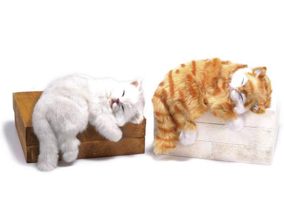 GATTO DECORATIVO IN FINTO PELO SU MENSOLA