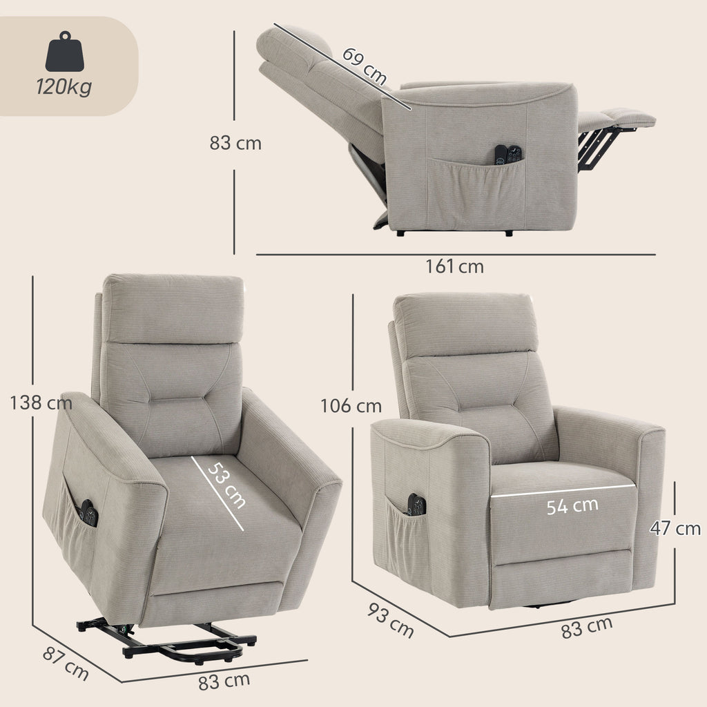 Fauteuil Releveur Électrique Massage Vibration et Chaleur, Fauteuil Relax Électrique, Dossier Inclinable, Chenille, Gris-2