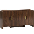 Buffet cuisine, meuble de rangement avec 4 portes à fermeture douce, 4 compartiments et bords arrondis, 152x40x80cm, noyer-0