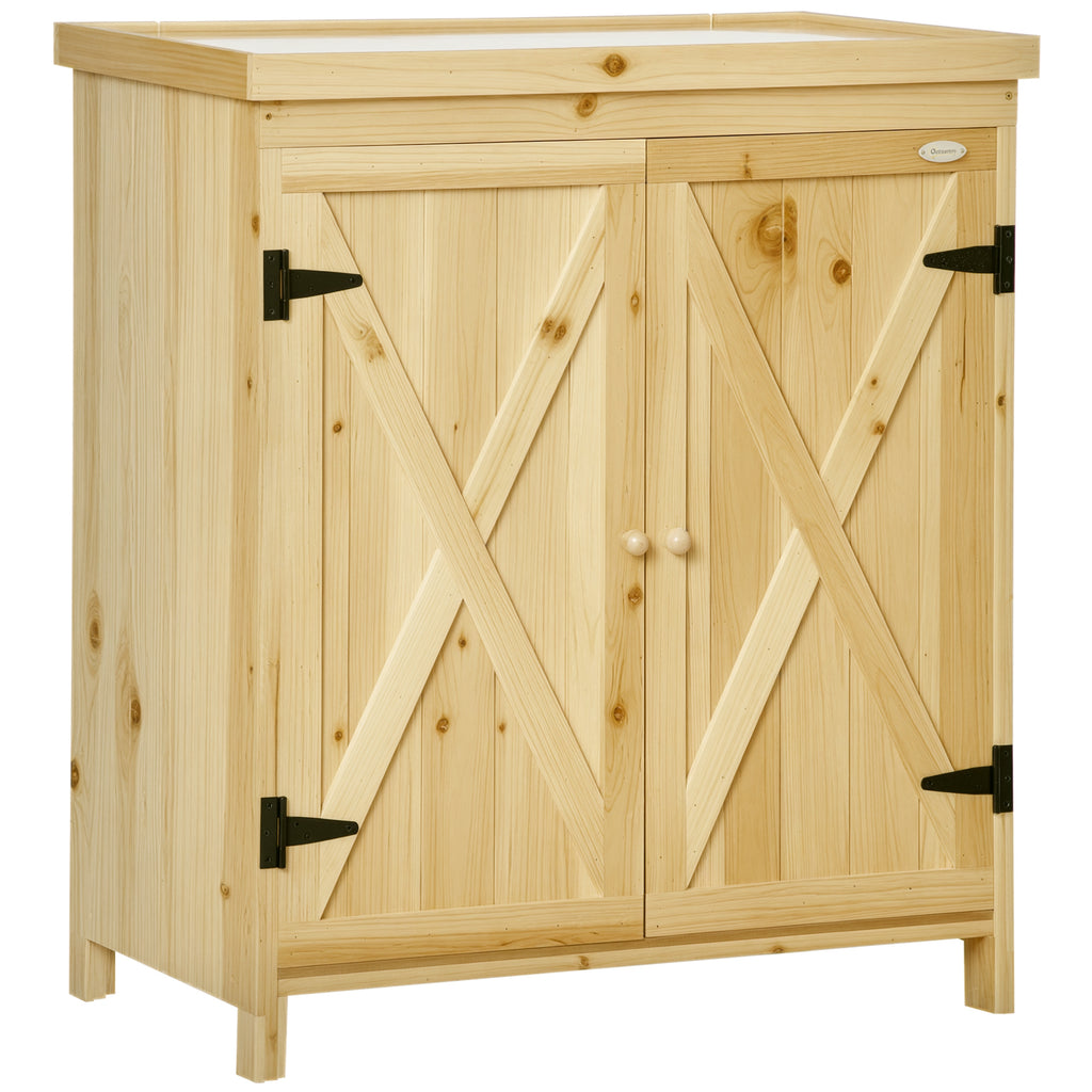 Armoire de jardin armoire de rangement de jardin plateau en métal galvanisé en bois massif 80 x 45 x 92 cm bois naturel-9