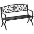 Banc de jardin terrasse en acier fonte noir 3 places 127 x 60 x 85 cm charge max 240 Kg-0