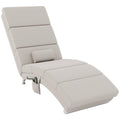 Fauteuil relax salon fauteuil de massage et chauffage meridienne avec télécommande et oreiller, tissu effet lin, crème-0