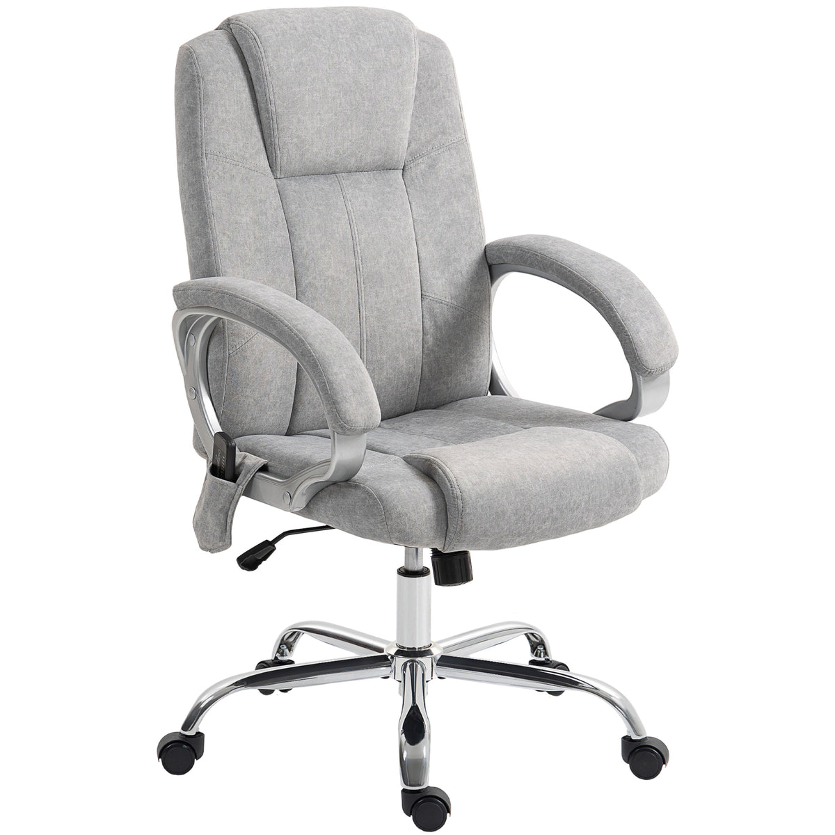 Fauteuil de Bureau Massant et Chauffant, Chaise de Bureau Ergonomique, Hauteur et Accoudoirs Réglables, Gris-0