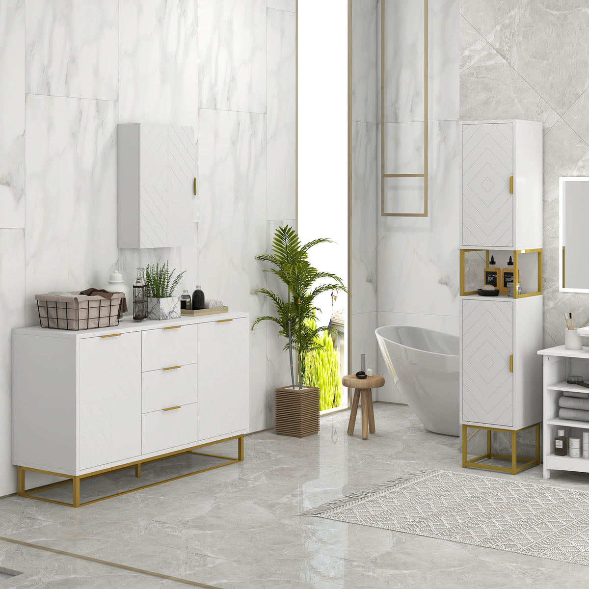 Armoire murale de salle de bain, armoire à pharmacie murale meuble de rangement avec étagère réglable-1