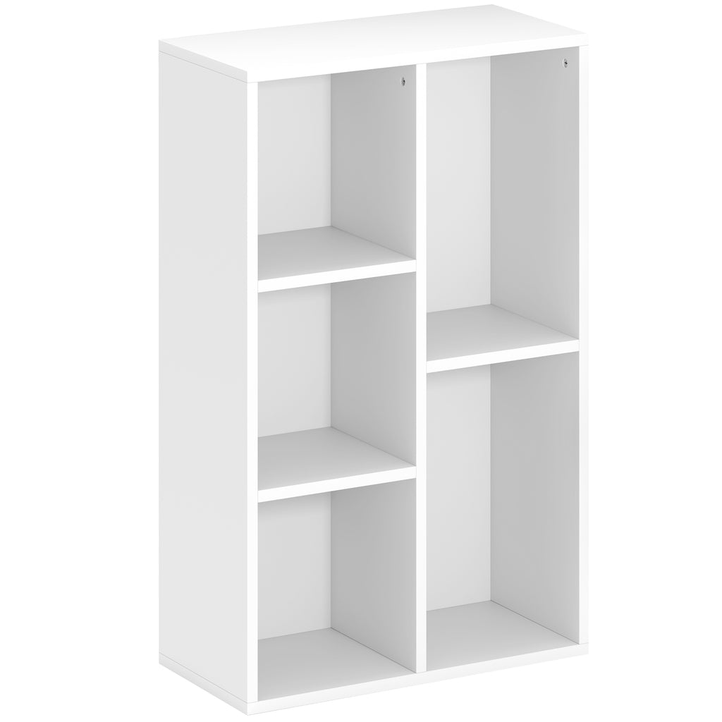 Bibliothèque étagère de rangement avec 5 compartiments, pour salon chambre à coucher bureau, 50x24x80cm, blanc-0