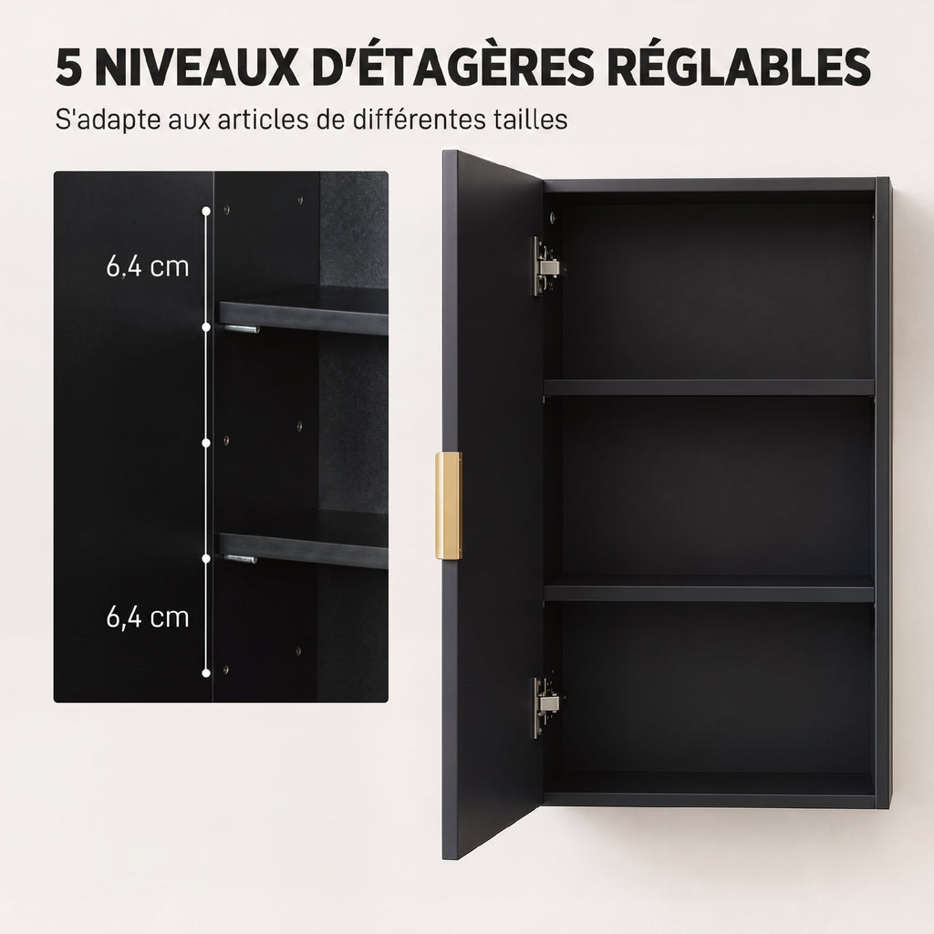 Armoire murale de salle de bain, armoire à pharmacie murale meuble de rangement avec étagère réglable-4