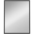Miroir mural rectangulaire 90 x 70 cm, cadre en bois noir, idéal pour la salle de bain, salon ou chambre-0