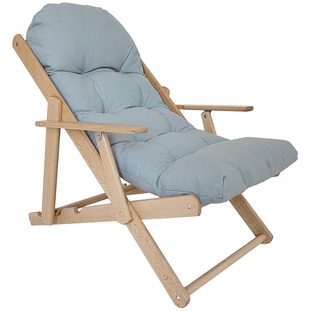 Fauteuil Chaise de Salon Pliable et inclinable en Bois Fauteuil Relax Confortable avec Coussin capitonné épais-0