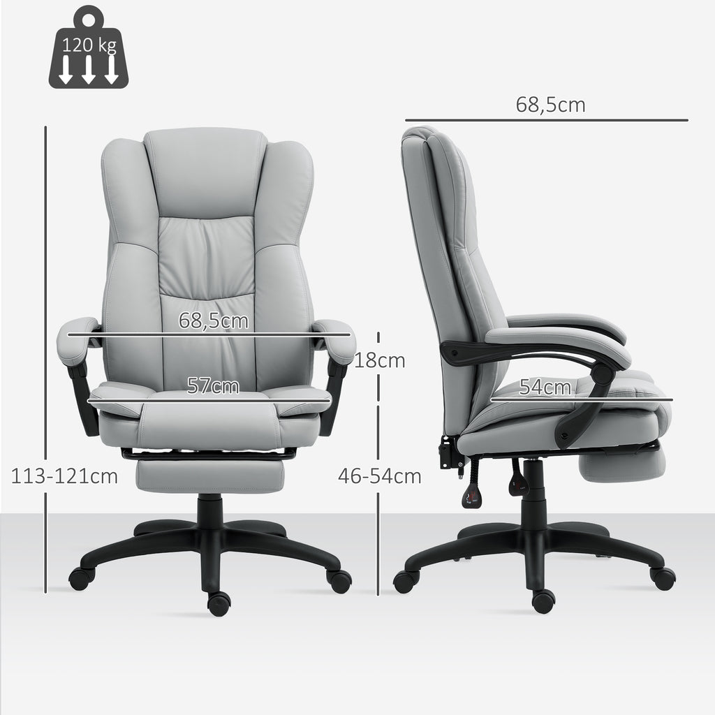 Fauteuil de bureau massant, chaise de bureau avec hauteur réglable, dossier inclinable et télécommande filaire, gris-2